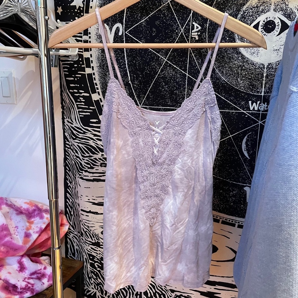 AEO purple tie dye lace tank/cami top